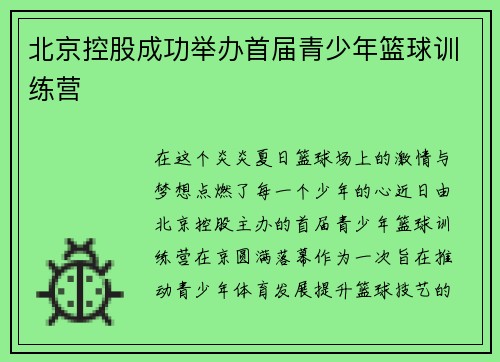 北京控股成功举办首届青少年篮球训练营