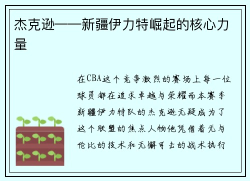 杰克逊——新疆伊力特崛起的核心力量